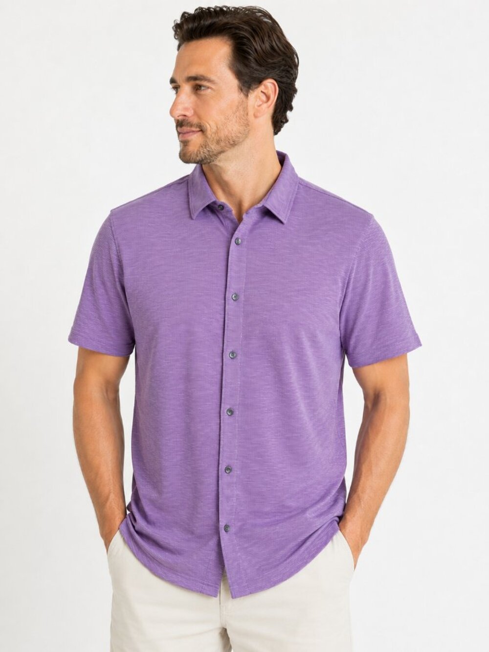 Tommy Bahama Purple Button Front Performance Shirt Large